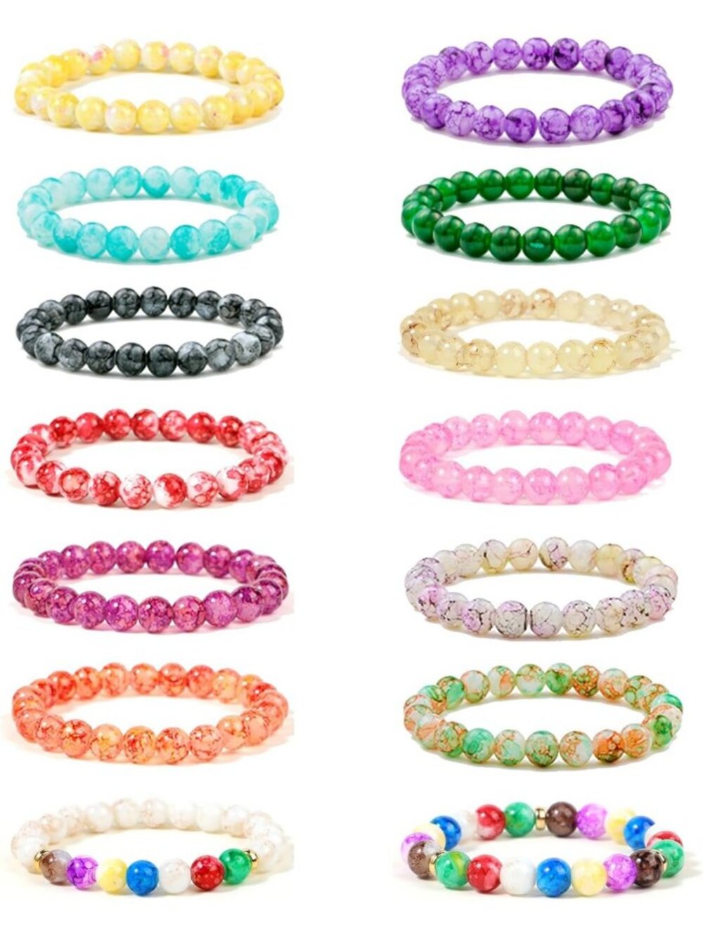 14Pcs Chakra Healing Stretch Bracelets Set - 8mm Natural Stone Beaded Jewelry